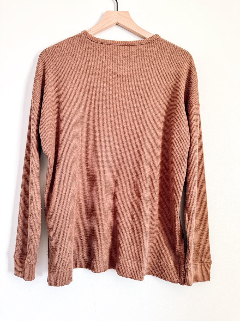 American Eagle Waffle Knit Crewneck Pullover Oversized Neutral Size Small - Picture 5 of 6